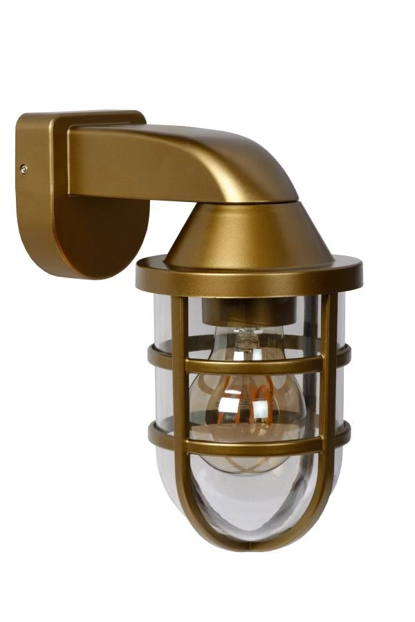 Lucide LEWIS - Wall light Indoor/Outdoor - 1xE27 - IP44 - Matt Gold / Brass - off